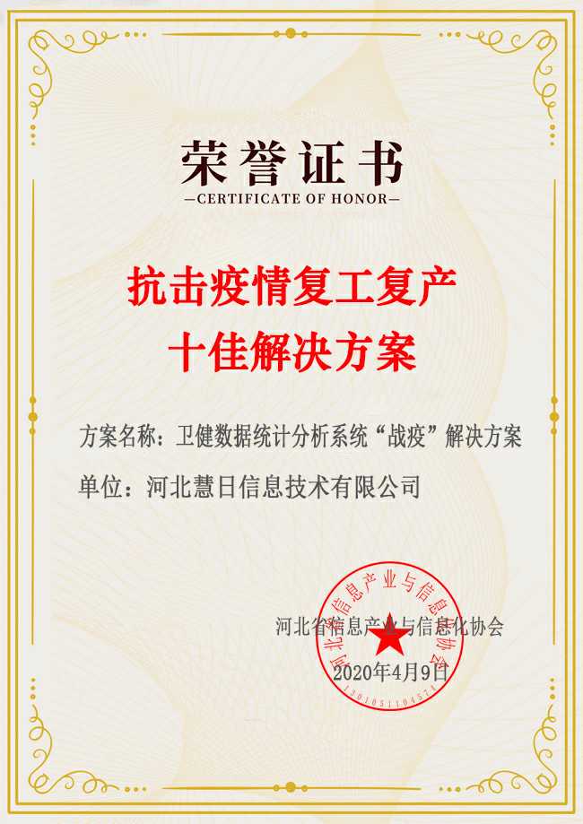 喜訊 | 河北省信息產(chǎn)業(yè)與信息化協(xié)會(huì)十佳方案評(píng)選結(jié)果公示，慧日榜上有名！